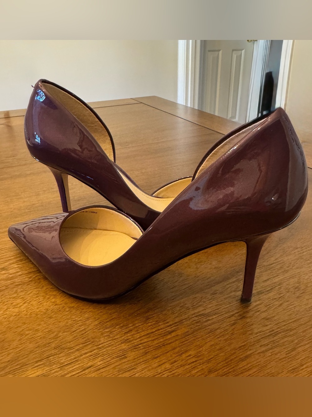 White House Black Market Plum Patent D'Orsay Pointed-Toe Heels - Picture 2 of 3